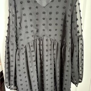 Grace Karin Black Textured Polka Dot Dress